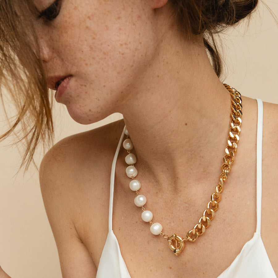 Chaîne SUZANNE et Perles Quartz Rose