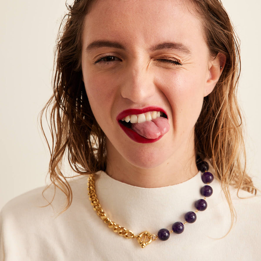 Chaîne SUZANNE et Perles Améthyste