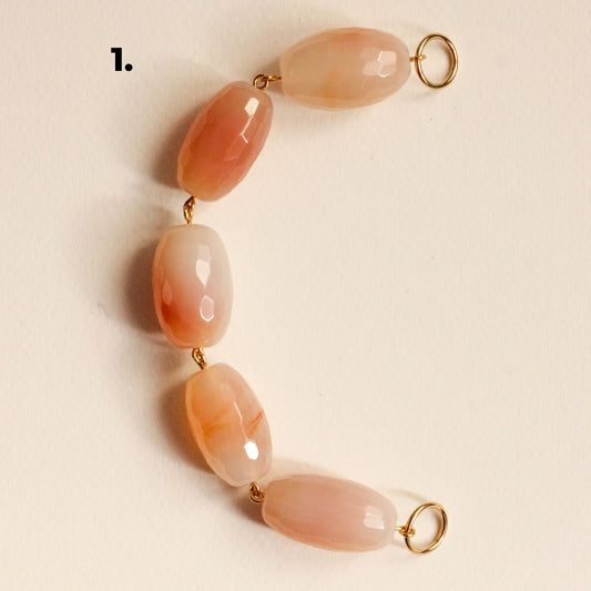 Perles N°4 - Agate Rose olive faceté