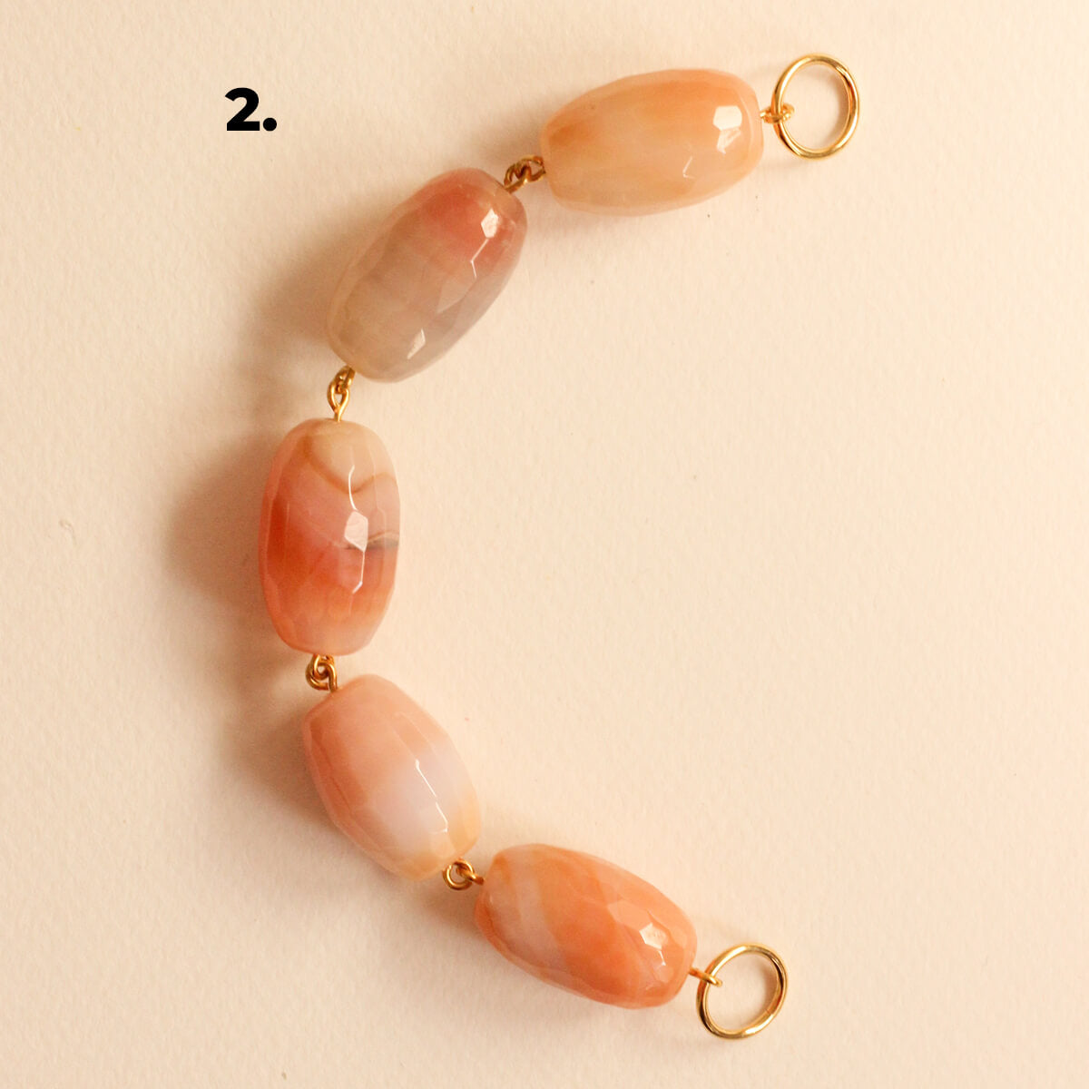 Perles N°4 - Agate Rose olive faceté