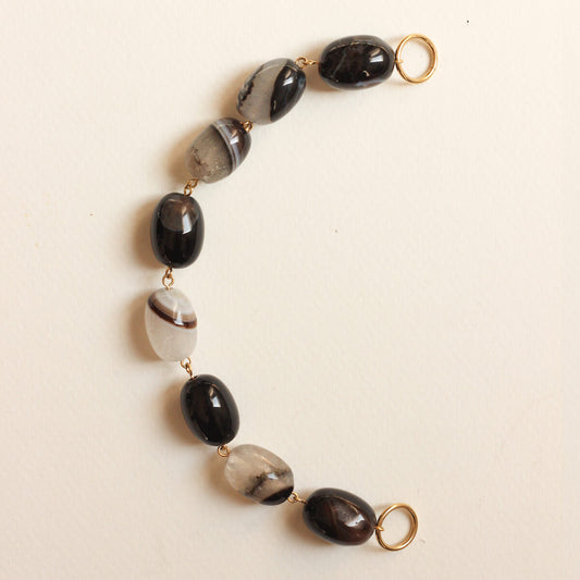 Perles - Agate Craquelée Noire
