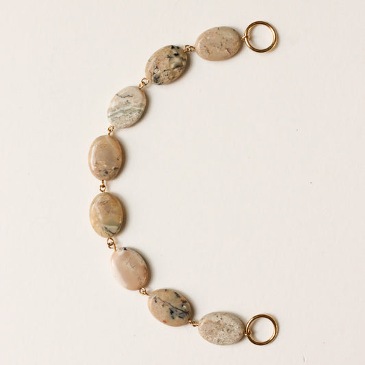 Perles N°27 - Opale Craie Ovale