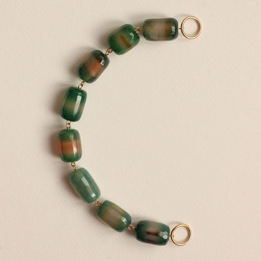 Perles N°11 - Agate tonneau facetté Vert et Marron