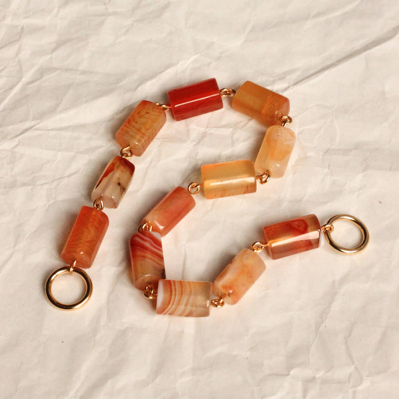 Perles MINI N°18 - Agate Rubanée Orange