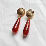 Boucles pendantes ARISTA - Agate Rouge