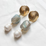 Boucles pendantes ARISTA - Agate Bleue