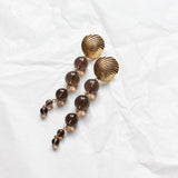 Boucles pendantes ARISTA - Perles Quartz Fumé