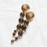 Boucles pendantes ARISTA - Perles Quartz Fumé