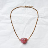 Collier fin -Agate Caillou Rose XL