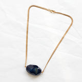 Collier fin -Agate Caillou Bleu XL
