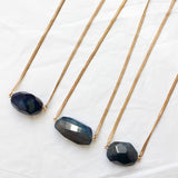 Collier fin -Agate Caillou Bleu XL