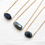 Collier fin -Agate Caillou Bleu XL