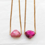 Collier fin -Agate Caillou Rose XL