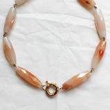 Collier Perles Agate Grande Olive Saumon