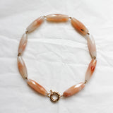 Collier Perles Agate Grande Olive Saumon