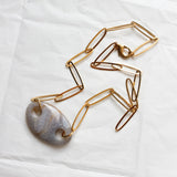 Collier fin Perle Agate Grise