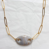 Collier fin Perle Agate Grise