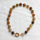 Collier Perles Agate Ronde Facettes