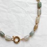 Collier Perles Agate Tube Bleue
