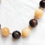 Collier Perles Agate Noire et Jade Jaune