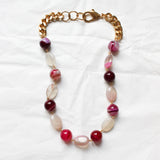 Collier Perles Agate Rose
