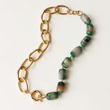 Composition MALO + Perles Agate Tonneau Vert