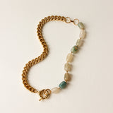 Composition SUZANNE + Perles Agate Tube Bleu