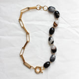 Composition YVONNE + Perles Agate Noire craquelée