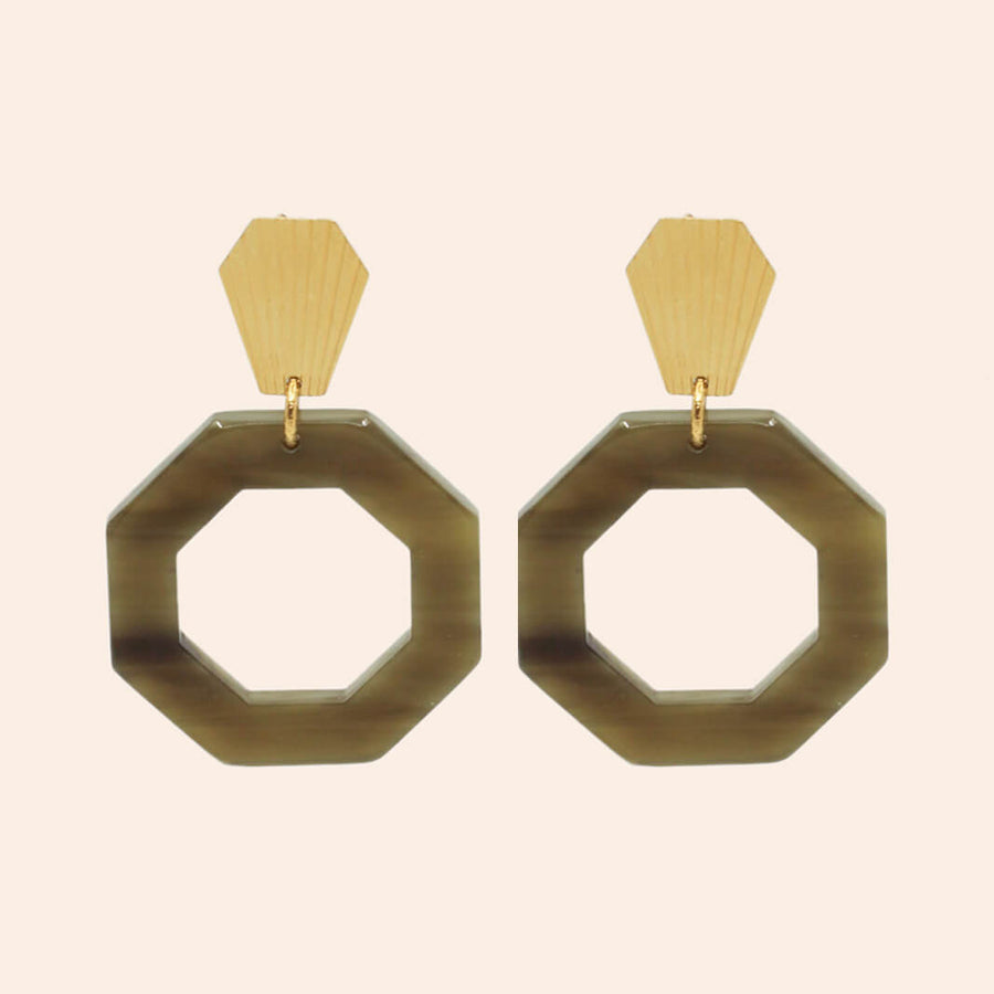 Boucles d'oreilles AVA Corne Kaki