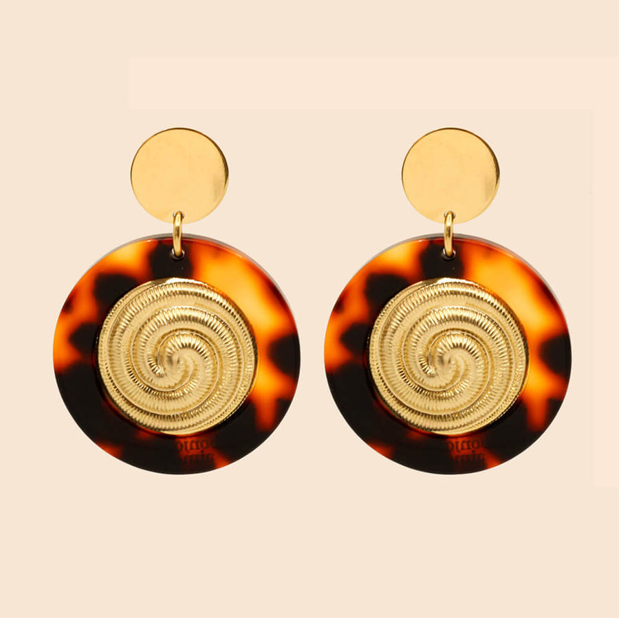Boucles d'oreilles GRACE Ecailles Marrons