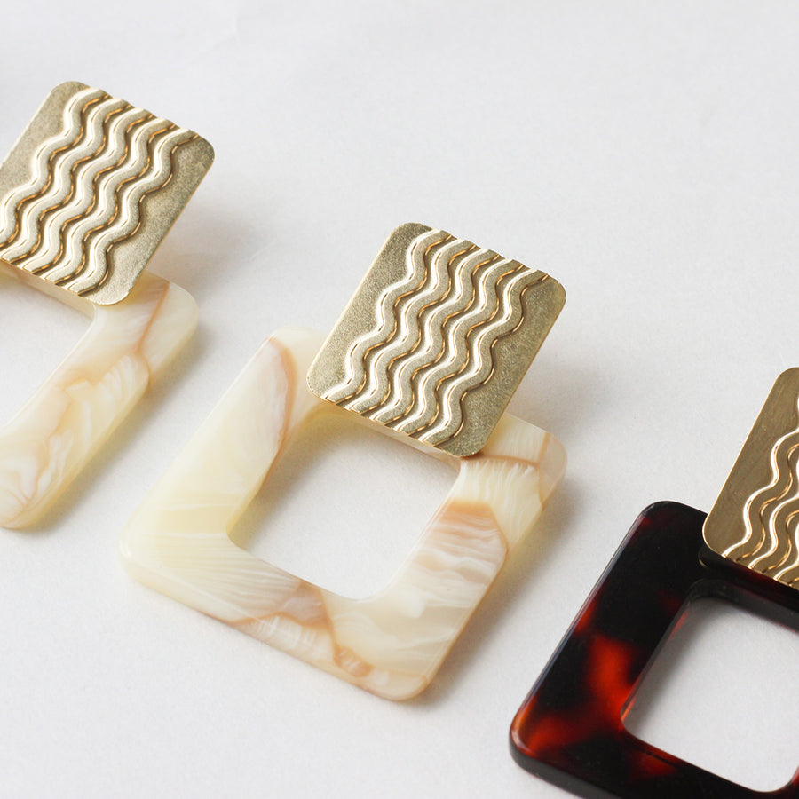 Boucles d'oreilles JANE Marbre Blanc