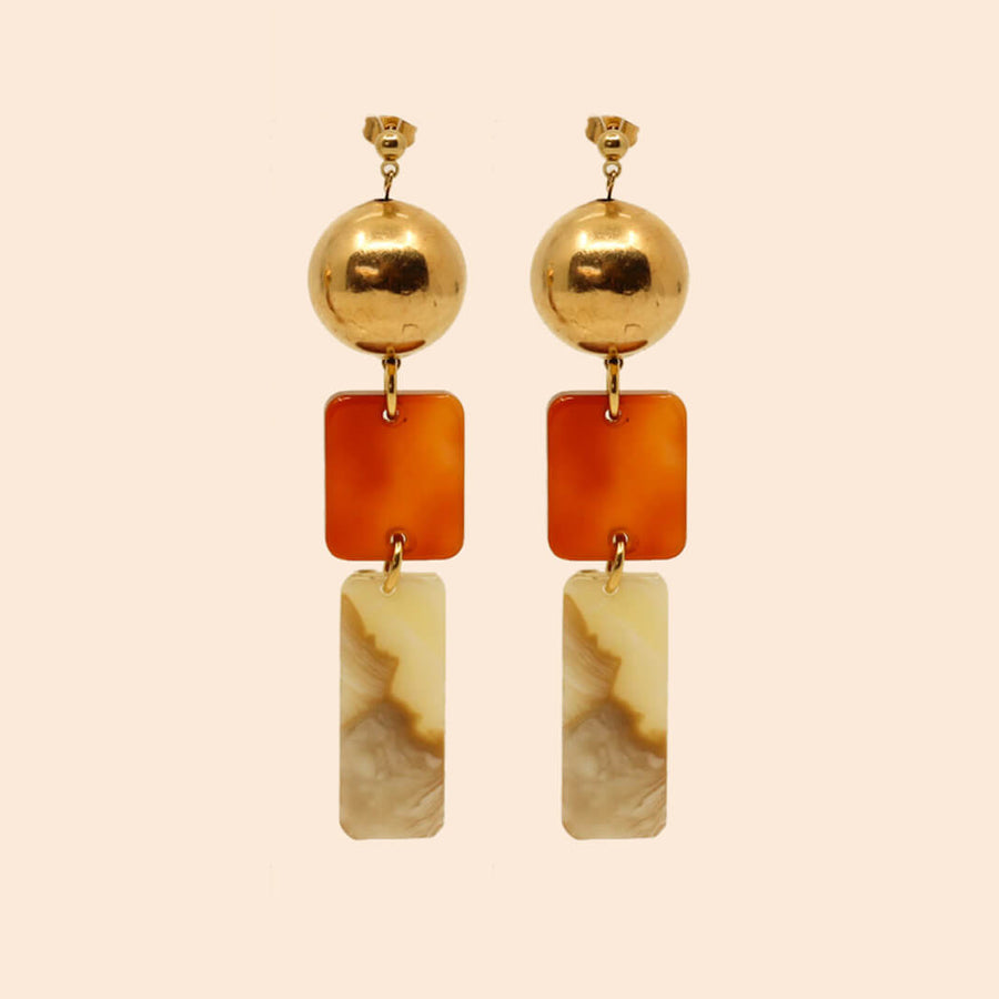Boucles d'oreilles SHARON Marbre et Ambre