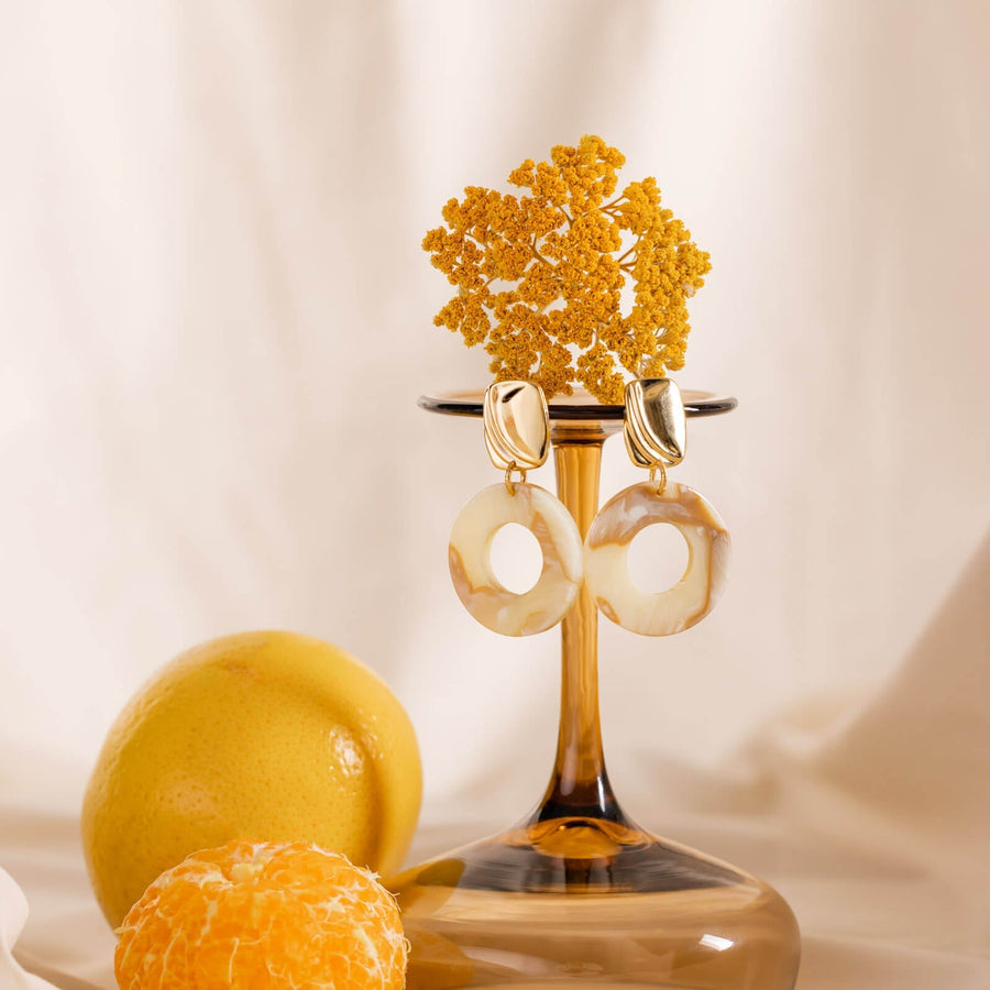 Boucles d'oreilles Lucy Ecailles Marrons